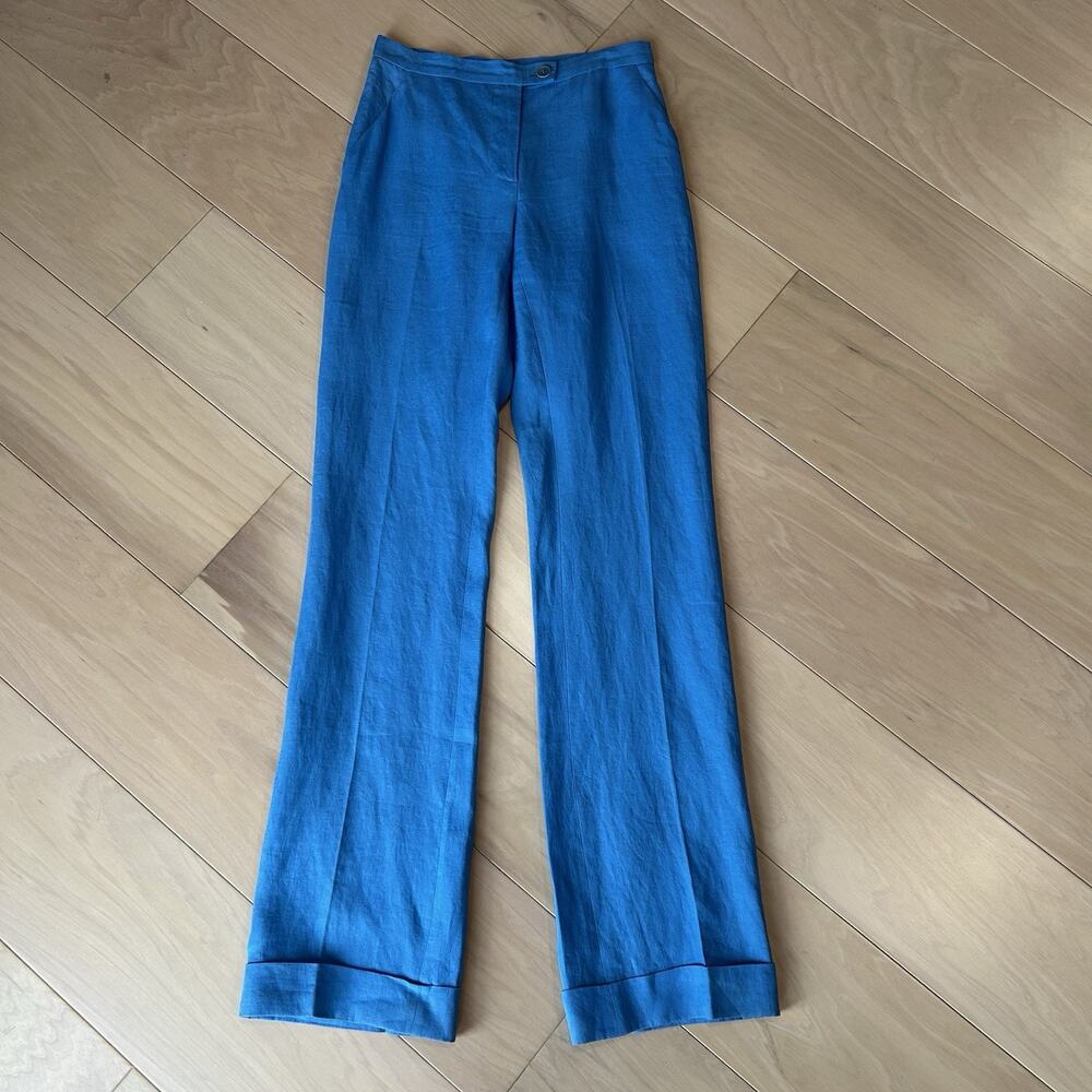 Moschino Cheap and Chic Wide Leg Linen Trousers In Blue Women’s 4 USA